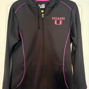 Miami U Black and Pink Zip-Up Jacket w/hoodie